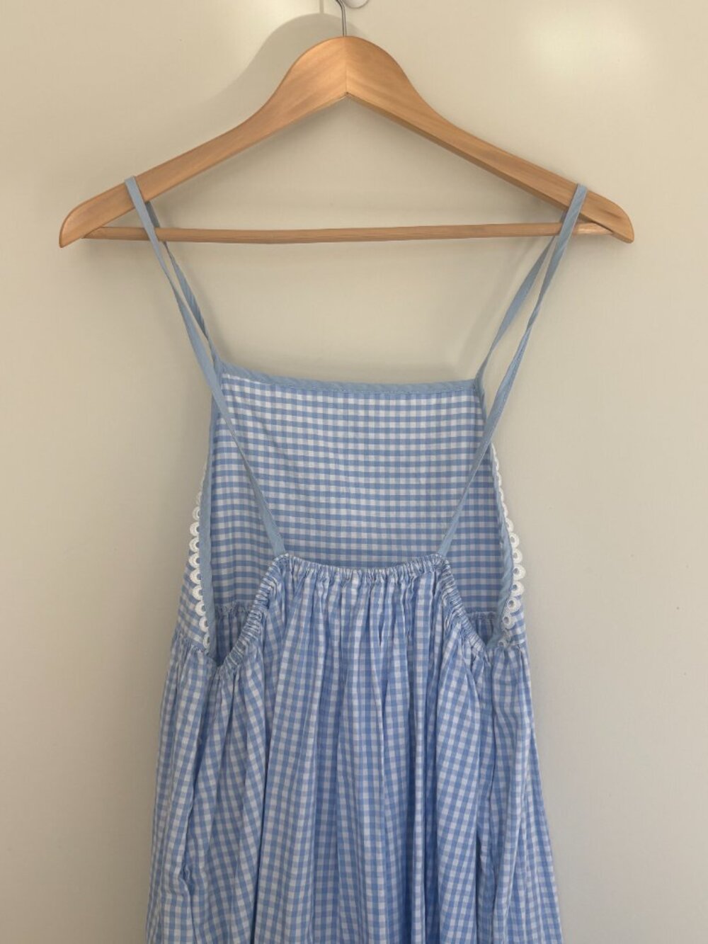 Light Blue Gingham Maxi Dress with Spaghetti Straps - Picture 10 of 15